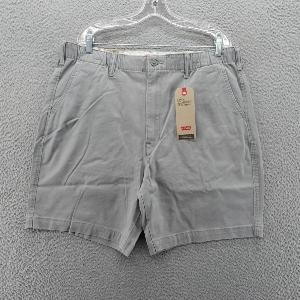 Levis XX Chino EZ Shorts Mens XL Grey Stretch Elastic Waist Casual NEW